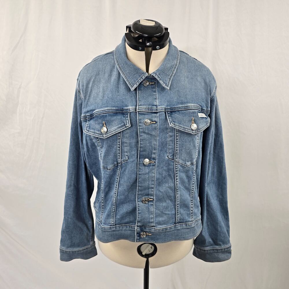 Calvin Klein Classic Denim Trucker Jacket Women's XL Blue Light Wash Pockets